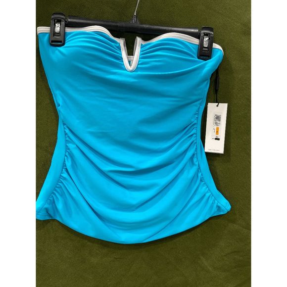Calvin Klein Women's V-Wire Bandeau Halter Tankini Top - Tropical Waters S - Picture 3 of 6